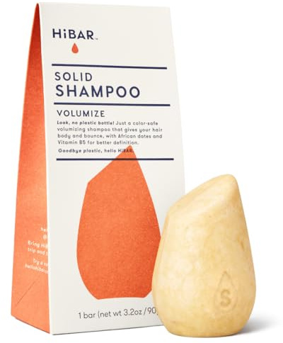 HIBAR - Volumize Shampoo Bar - For Fine & Flat Hair - Add Body, Definition & Volume - With African Dates & Vitamin B5 - Plastic-Free - Soap, Paraben & Sulfate-Free - Color Safe & Vegan -1 Solid Bar