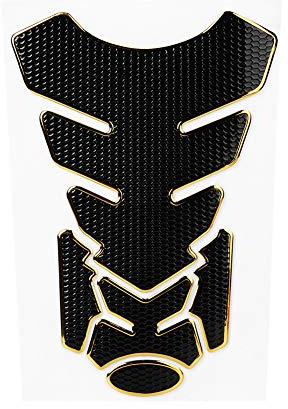Gorgeri Autocollant de Protection 3D en PVC pour Réservoir de Moto - Protecteur de Carburant (Noir + Or)