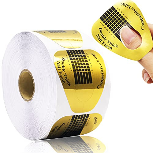 Nail Forms for Acrylic Nails, 500 PCS Nail Extension Forms, Gold Horseshoe Polygel Form Acrylic Nails Form Guide Sticker for Polygel, Gel Paper for DIY Manicure Design