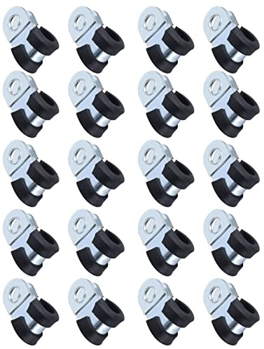 Förpackning med 20 Buntband Klämmor Rörklämmor Rostfritt stål 304 Rörklämma Återanvändbara Korrosionsbeständiga slangklämmor R-typ [6mm]
