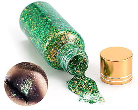 GL-Turelifes Mermaid Chunky Glitter Gel Camaleonte per Corpo Festival - Cosmetici per Viso, Corpo, Capelli, Unghie - Trucco Bilancia Polarizzata Paillettes Ombretto 30ml (#12 Verde)