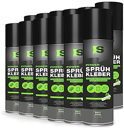 Spraytive 12 x 500 ml de colle en spray : pour textiles, non-tissés, mousse, cuir, ciel de toit, tapis, papier et plus encore – Forte adhérence permanente avec réglage de pulvérisation variable