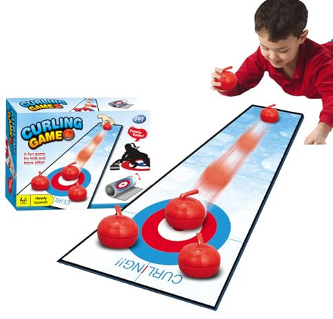 JPSDOWS Curling-Spiel, Tisch-Curling-Spiel - Tischgolfspiel - Desktop-Bowlingspiel mit Matte für den Boden, lehrreicher und tragbarer Spaß für Kinder, Eltern, Reisen