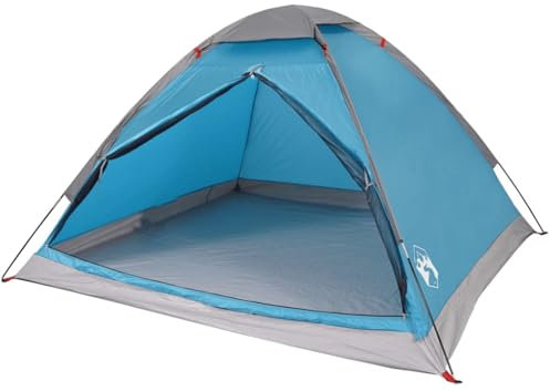 vidaXL Kuppel Campingzelt 2 Personen, Kuppelzelt mit Reißverschluss, Wurfzelt mit Tragetasche, Trekkingzelt Zelt, Blau 185T Polyester