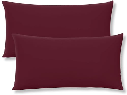 mafudoxi Kissenbezug 40 x 80 2er Set,kopfkissenbezug 40x80,Kissenbezüge mit Reißverschluss aus Mikrofaser,Premium und Weich Kissenhülle,Sofakissen dekokissen, Waschbar bis 60°C,Rot