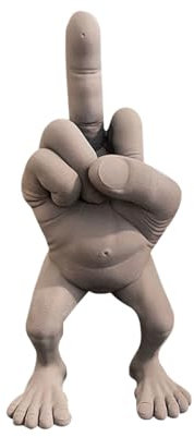 KyeeaDIY Figura Umoristica con Dito Medio Gambe Stampata in 3D Plastica Statua da Scrivania Regalo Creativo Moderna Scultura Decorazione per Casa E Ufficio 7,5 * 6 * 3,5cm & 16 * 8 * 6cm (Grey Small)