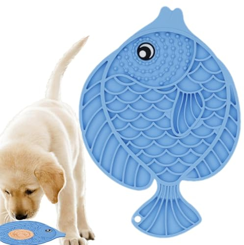 Alfombra de alimentación Lenta, Alfombra de alimentación Lenta para Perros | Alfombra de alimentación Suave para Gatos en Forma de Pescado, cojín Seguro para lamer para Perros con, Juguetes de