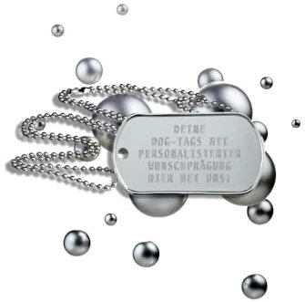 Gravio Personalisierte Erkennungsmarke aus echtem 925er Silber mit eigenem Text | Dog Tag Kette mit Prägung | inkl. 67cm Edelstahlkette im Set | Unterschiedliche individuelle Texte und Motive möglich