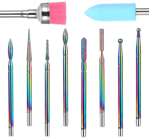 Oruola 10 piezas de fresas de gel para uñas, fresa de uñas, puntas para fresa de uñas, carburo de tungsteno de carburo de tungsteno, puntas de manicura de acero de tungsteno