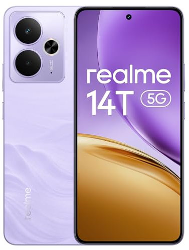 realme 14T 5G Smartphone de 8GB+256GB, procesador Dimensity 6300, pantalla AMOLED para eSports de 6,67 y 120Hz, batería de 5260mAh, resistencia al agua IP69, NEXT Ai, Violeta Fulmineo (sin adaptador)