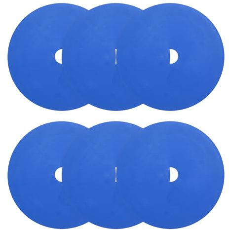 PATIKIL Spot Markers 6 Inch, 6 Pcs Non-Slip Floor Dots Agility Markers Flat Field Cones Poly Dots with Hole for Gym PE Speed Training Dance Soccer Basketball Sports, Blue