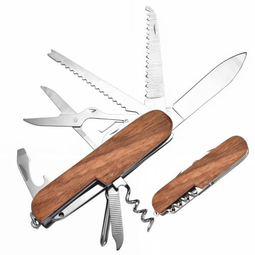 NHPY 1 Stück 11 In 1 Funktionen Taschenmesser, Mini Für Schlüsselanhänger,Multitool Kleines Taschenmesser, Taschen-Messer Klein, Korkenzieher, Dosenöffner(A)