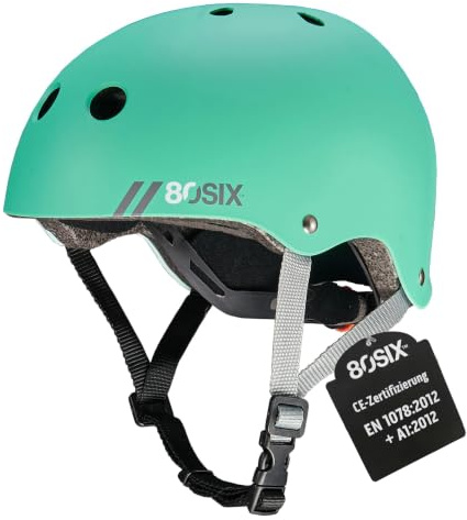 80SIX Casco para Bicicleta Niño y Niña, Casco para Patines para Niños y Adultos | Certificado EN1078, Ajustable con Ventilación | Ideal para Skate, BMX y Patinete Eléctrico