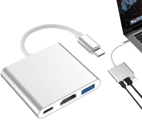 Adaptateur USB C vers HDMI,3 en 1 Adaptateur avec Sortie HDMI 4K USB 3.0 et Port de Charge USB C Compatible avec MacBook Pro/Air, Google Chromebook pour Samsung S9+,Convertisseur Numérique Portable