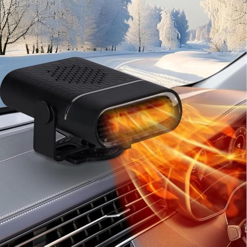 Gillterway Car Heater 12V, 150W Portable Car Heater, Portable Auto Heater Anti-Fog Plug in Cigarette Lighter, 360° Rotatable Demister for Winter Windshield, Cars, SUVs & Old Vehicles