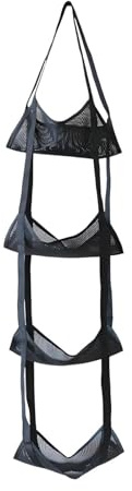 Harilla Filet de Rangement Mural Vertical pour Ballons de Sport, Support Mural Multi-Étagères en Polyester, Support Mural pour Sacs de Football, Soccer et Volleyball, Idéal pour Garage, 4 Couches