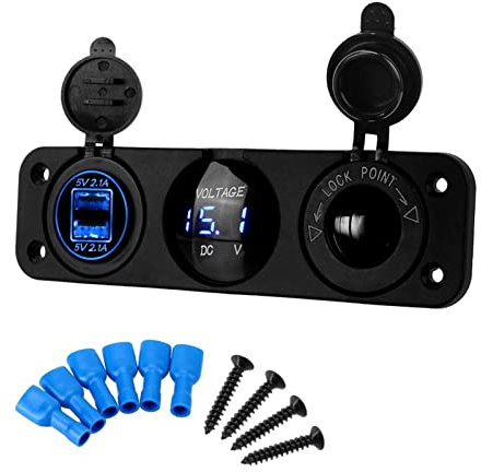 billaddare, Laddare for cigarettändaruttag 12/24V, bilvoltmeter, dubbel USB-adapter, 4.2A, snabb mobil tändare
