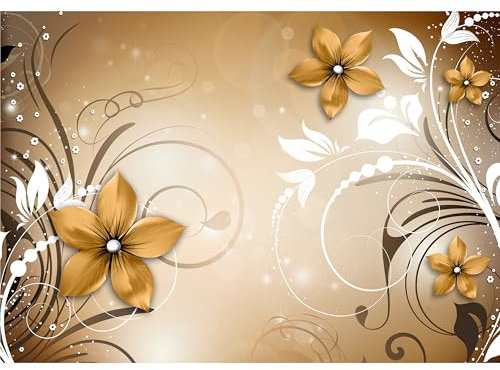 decomonkey | Fototapete Abstrakt Blumen 500x280 cm XXL | Tapete | Wandbild | Wandbild | Bild | Fototapeten | Tapeten | Wandtapete | Wanddeko | Wandtapeten | orange braun