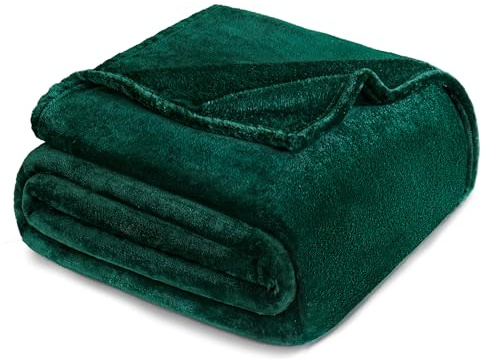 Exclusivo Mezcla Coperta in pile per letto king size, super morbida e calda, per tutte le stagioni, accogliente, leggera, 228 x 264 cm, verde foresta