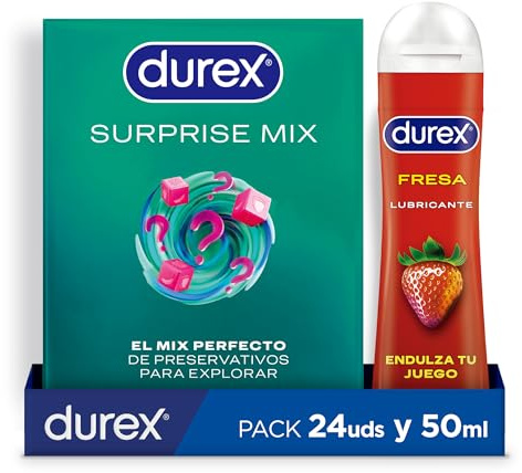 Durex preservativos Surprise Me Mixtos + Lubricante Durex Play Sabor Fresa - 40 condones + gel 50ml