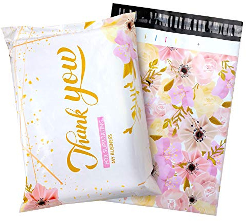 100 Pack Poly Mailers 10x13, Cute Packaging Envelope Mailers Polymailers Packaging for Small Business, Shipping Bags for Clothing Boutique Supplies with Self Seal Strip (Thank You)