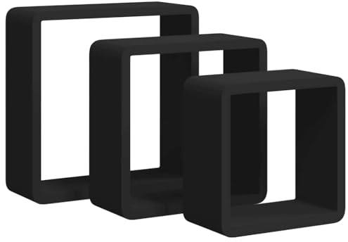 vidaXL Vägghyllor kub 3 st svart MDF