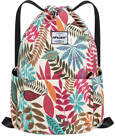 HAWEE Impermeable Casual Mochila con Cordón Grande Deporte Bolso de Gimnasia Mochila de Cuerda Unisex para Mujer Hombre Vida Cotidiana Aire Libre Yoga Escuela Playa Nadar