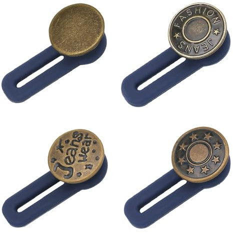 4 Stück Knöpfe für Jeans, Abnehmbar Instant Knöpfe no Sew Instant Knopfe, Buttons Pins Jeans, Hosenknöpfe zum Stecken, Jeans Instant Buttons mit Elastische Hosenbunderweiterung Hosenknopf(Bronze)