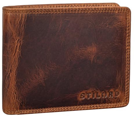 STILORD 'Lunis' Leder Geldbörse RFID Herren Vintage Portemonnaie mit Münzfach Echtleder Brieftasche Kartenetui Slim Wallet Geldbeutel für Männer, Farbe:Kara - Cognac