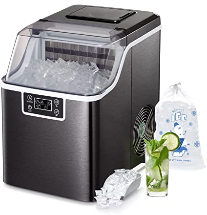 DISHENGZHEN Nugget Ice Maker Countertop, Countertop Ice Maker Machine, Pebble Ice Maker Machine with Self-Cleaning, 35Lbs of Ice Per Day, Pellet Ice Maker for Home/Office/Bar/Party