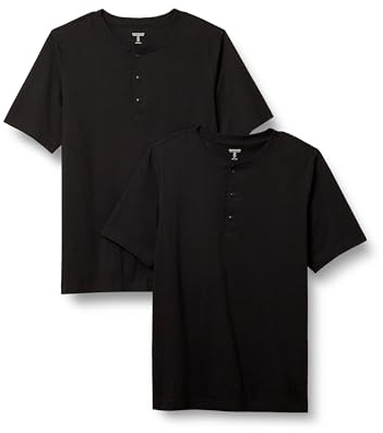 Amazon Essentials Men's Short-Sleeve 100% Cotton T-Shirt, Pack of 2, Black, M