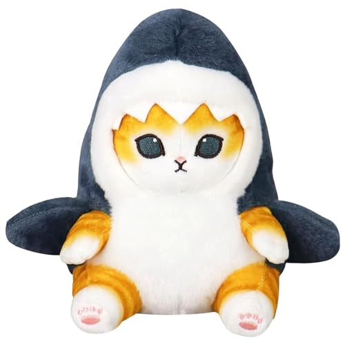 Gato Juguetes de Peluche,22 cm Gato Tiburón Muñeca Felpa,Animales de Peluche de Tiburón,Shark Cat Muñeco de Peluche para Niños Niñas y Fanáticos (Amarillo)