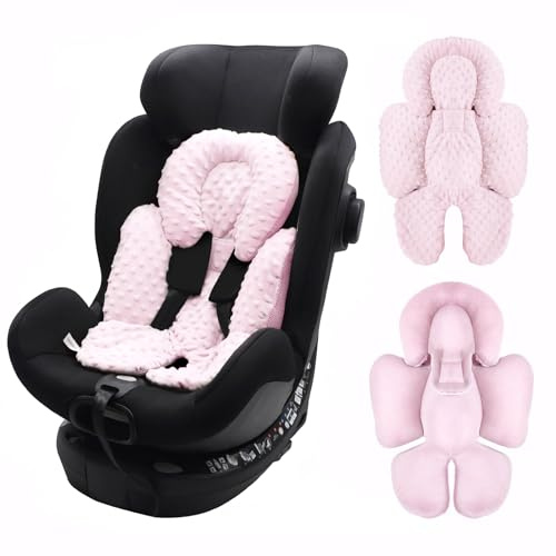 KAKIBLIN Infant Car Seat Insert, Baby Carseat Head & Body Support for Newborn, 2-in-1 Reversible Baby Car Seat Cushion, Soft Stroller Cushion Insert for Baby Car Seats, Bouncer, Strollers, Swing | 2-in-1 Reversible Baby Car Seat Cushion for Newborn, Soft Cushion Insert for CarSeats, Bouncer, Strollers, Swing(pink)