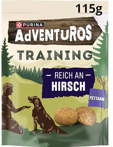 Adventuros Training Hundeleckerlis, reich an Hirsch, 6er Pack (6 x 115g)