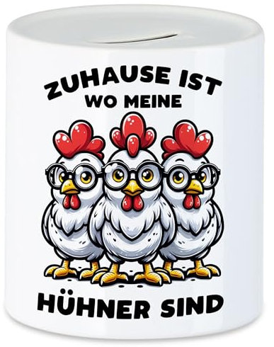 Hey!Print Zuhause ist wo Meine Hühner sind Witzige Hühner Spardose - Hühnerbesitzer Glück