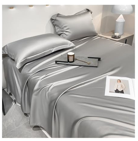 RUZGAR Tencel Bettlaken ohne Gummizug 100% Eukalyptus-Lyocell Betttuch Laken Leintuch ohne Gummi für heiße Schläfer Weicher als Baumwolle Kühlend (Color : Gray(Grey), Size : 180x230cm)