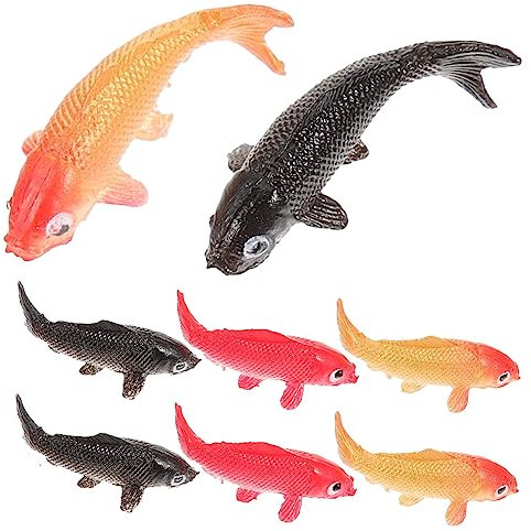BESTonZON 8-Teiliges Puppenhaus-Spielzeug Aquarium Puppenhaus-Ornament Mini- -Spielzeug Koi-Fisch Stofftier Mini-Puppenhaus Kleiner Roter Miniatur-Fischfigur