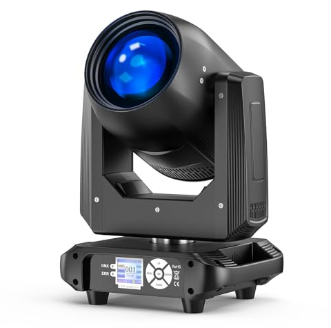 200W Cabeza Móvil RGBW LED Beam Luces de Escenario, Foco Electrónico 14 Patrones dmx512 Luces de Fiesta 18 Prismas 360° Rotación Efecto Arcoiris Para Navidad DJ Discoteca Bar Boda