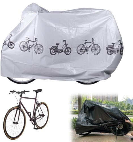 Forhandy Forhandy Fahrradabdeckung Wasserdicht, 200x110cm Fahrradgarage Fahrrad Schutzhülle Verdickte Version Fahrradplane, Fahrrad Abdeckplane Abdeckung for Mountain Bike/E-bike/Road Bike (Grau)