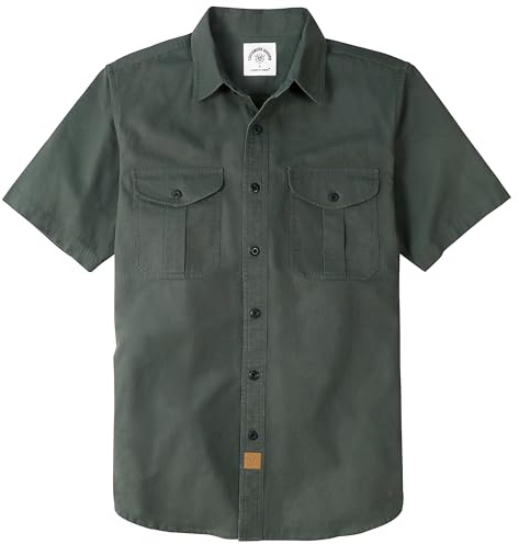 Dubinik® Chemise Homme Manches Courtes Stretch Regular Fit Casual Travail Double Pochette Coton Bouton