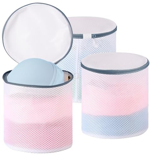 Dntorx 3 Stück BH Waschbeutel für Waschmaschine 18cmx20cm, BH Wäschenetz mit Verstecktem Reißverschluss Wiederverwendbare BH Netz für Waschmaschine, Wäschesack Waschmaschine für BHs Unterwäsche Socken