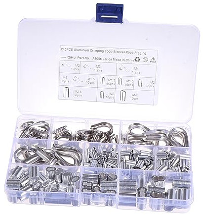 LAPYAPPE 240piezas Mangas De Crimpado Para Cables y Alambres Soporte Resistente y Ligero Uso Interiores y Exteriores Compatible Herramientas De Swaging y Cuerdas De Seguridad