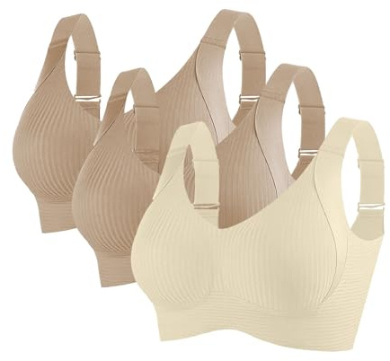 riou Sujetadores sin Costuras Cuello V Push Up Anticaída con Relleno Básico Bandolera Ajustable Comodos Sujetador Deportivo Mujer Suaves Elástico en Transpirable Sujetador sin Aros Sujetadores