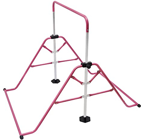 JDBDU Barra de gimnasia para niños, altura ajustable, 115-155 cm, barra de acero con recubrimiento en polvo, 107 x 148 cm, color rosa