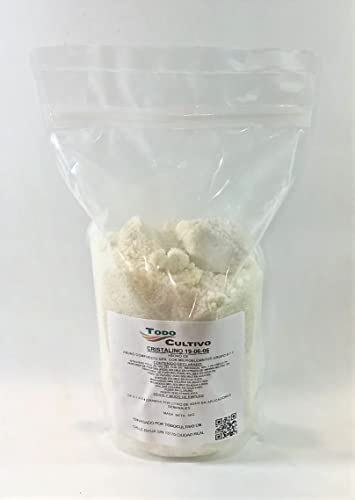 TODOCULTIVO ABONO FOLIAR NITROGENADO Cristalino 19-06-06. 1 Kilo. Abono 100% Soluble en Agua para Utilizar en riego Normal o por Goteo.