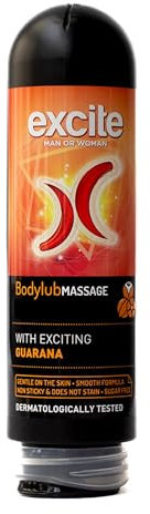 Excite Gel Lubricante intimo pareja y Gel de Masaje 2 en 1 con Guaraná y Ácido Hialurónico | Efecto Calor | Sin Siliconas | Vegano | Compatible con Preservativos | 200 ml