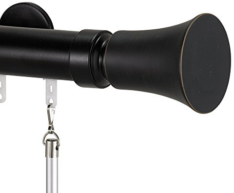 INFINETTE Tekno 40 Tama 1.5 Inch Diameter Single Traverse Window Curtain Rod Set, 60 Inch, Black