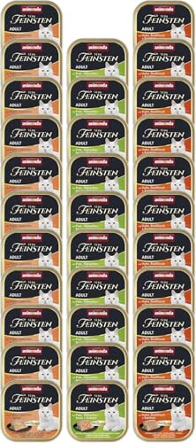 animonda Vom Feinsten Adult Feinschmecker Vielfalt (32 x 100 g), Nassfutter für ausgewachsene Katzen, Katzenfutter ohne Getreide und Zucker, mit unwiderstehlichem Schlemmerkern