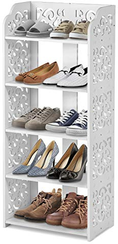 Wakects Étagère à chaussures à 5 compartiments - Meuble de rangement Peu encombrante pour entrée salon chambre, Porte-Chaussures, 40 x 23 x 90 cm