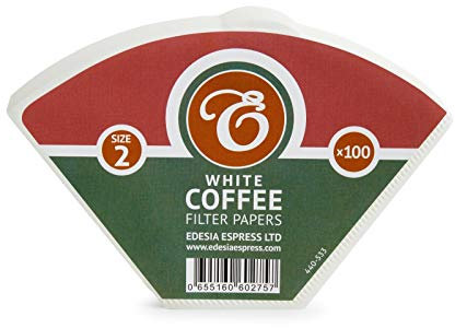 EDESIA ESPRESS – 100 Cone Coffee Filters in Paper – Coffee Filter No.2 for Manual Coffee Maker, Pour-Over and Gentle Brewing – Size 2 White
